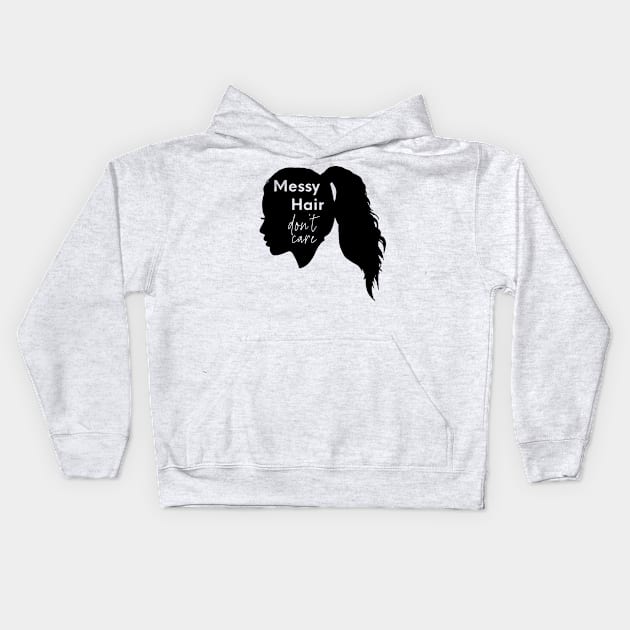 Messy Hair Don't Care Kids Hoodie by nomadearthdesign